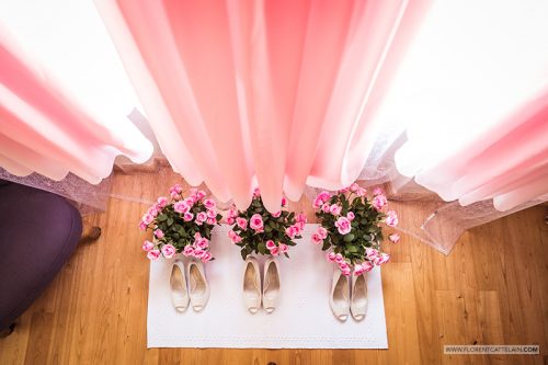 Détails du mariage robe et chaussures